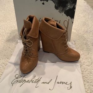 Elizabeth & James Manor Lace Up Bootie- Mocha 7.5